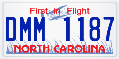 NC license plate DMM1187