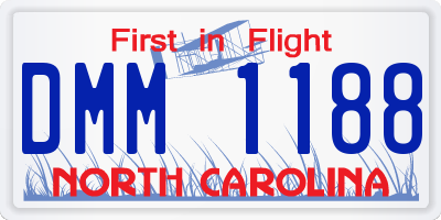 NC license plate DMM1188
