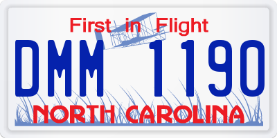 NC license plate DMM1190