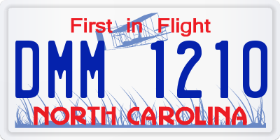 NC license plate DMM1210