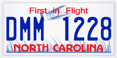 NC license plate DMM1228