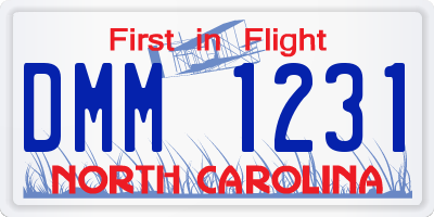 NC license plate DMM1231