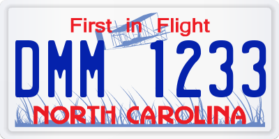 NC license plate DMM1233