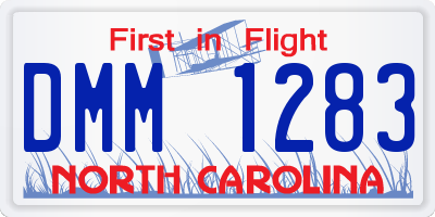 NC license plate DMM1283