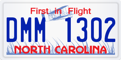 NC license plate DMM1302
