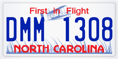 NC license plate DMM1308
