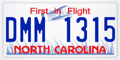 NC license plate DMM1315