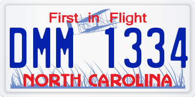 NC license plate DMM1334