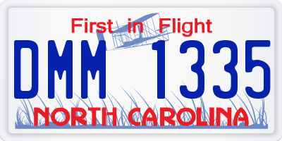 NC license plate DMM1335