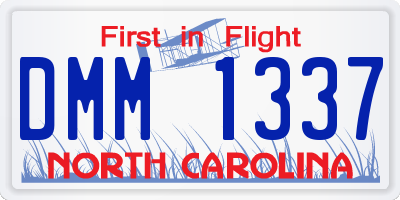 NC license plate DMM1337