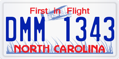 NC license plate DMM1343