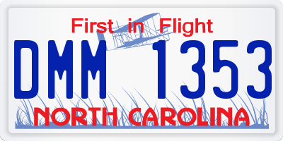 NC license plate DMM1353