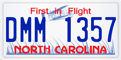 NC license plate DMM1357