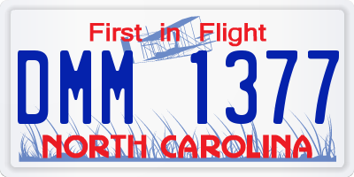 NC license plate DMM1377