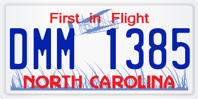 NC license plate DMM1385