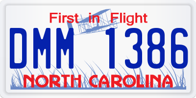 NC license plate DMM1386