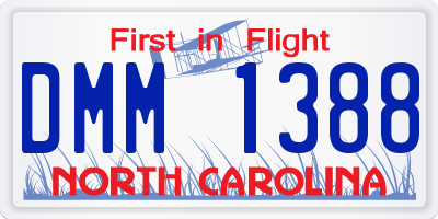NC license plate DMM1388