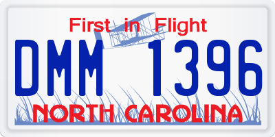 NC license plate DMM1396