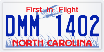 NC license plate DMM1402