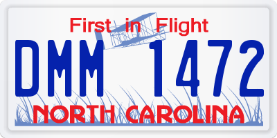 NC license plate DMM1472