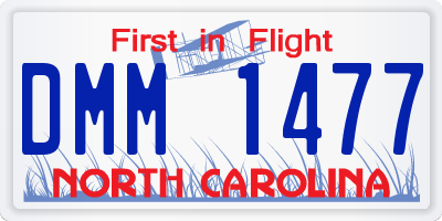 NC license plate DMM1477