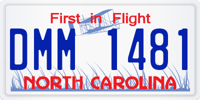 NC license plate DMM1481