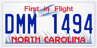 NC license plate DMM1494