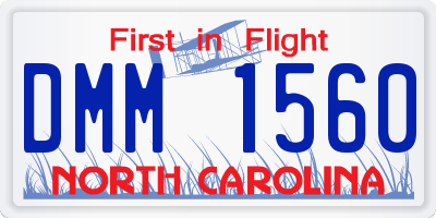 NC license plate DMM1560