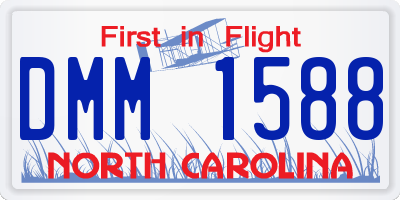NC license plate DMM1588