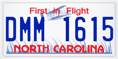 NC license plate DMM1615