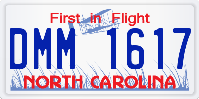 NC license plate DMM1617