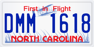 NC license plate DMM1618