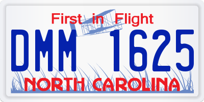 NC license plate DMM1625