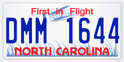 NC license plate DMM1644