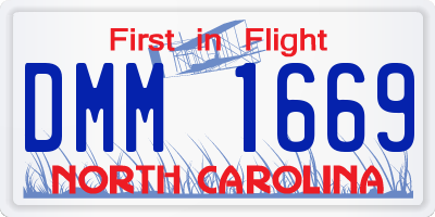 NC license plate DMM1669