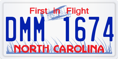 NC license plate DMM1674