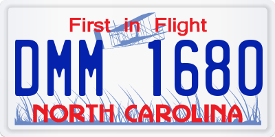 NC license plate DMM1680