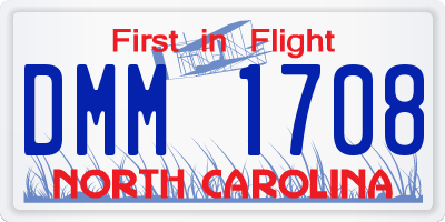 NC license plate DMM1708