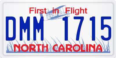 NC license plate DMM1715
