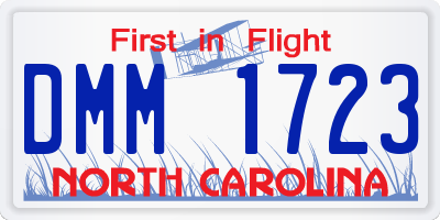 NC license plate DMM1723