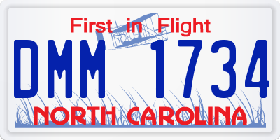 NC license plate DMM1734