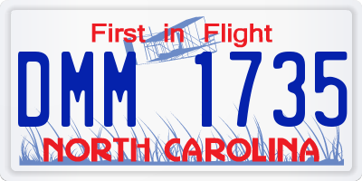 NC license plate DMM1735