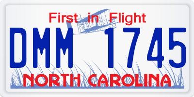NC license plate DMM1745