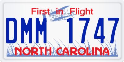 NC license plate DMM1747