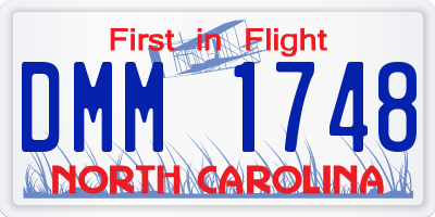 NC license plate DMM1748