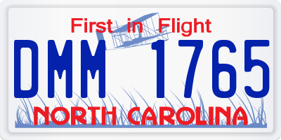 NC license plate DMM1765