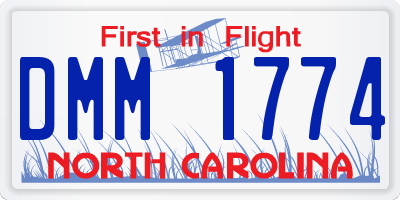 NC license plate DMM1774