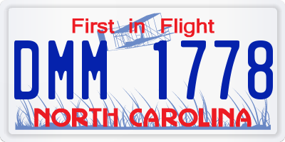NC license plate DMM1778