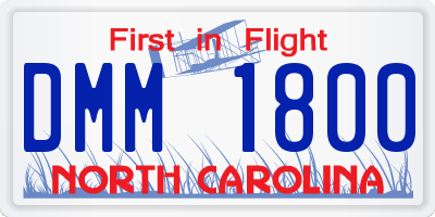 NC license plate DMM1800