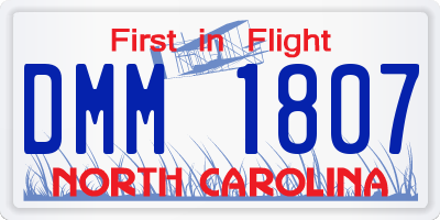 NC license plate DMM1807